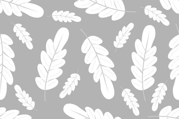 Flawless light white feather. Seamless vector pattern for design and decoration.