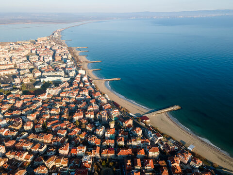 Sunrise view town of Pomorie, Burgas Region, Bulgaria