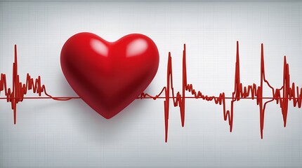 3D  heart with cardiogram for medical heart health care background