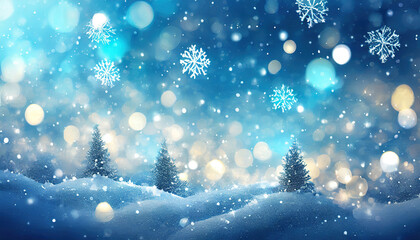 winter snow blurred background for christmas; snowflakes