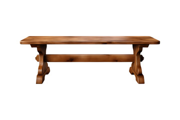 Brown dinning bench made of pure wood, isolated on a transparent background, AI - obrazy, fototapety, plakaty