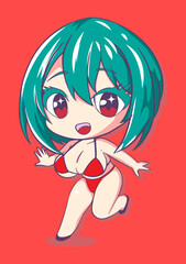 Chibi Anime illustrations for streetwear design, merchandise, fashion, apparel or stickers and T-shirt in vector 