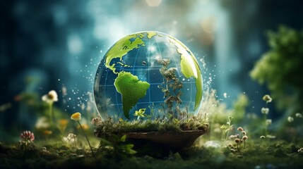 Obraz na płótnie Canvas Earth day symbolizes the global effort to protect the environment and combat climate change through eco friendly actions