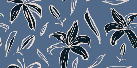 Modern floral with flowers print. Seamless pattern. Hand drawn style.
- 667869461