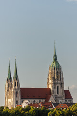 Obraz premium St. Paul's Church, catholic church in Munich, Germany during sunset