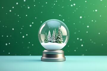 Fototapeta na wymiar Realistic Musical Snow Christmas Globe on Festive Background - Created with Generative AI Tools