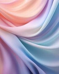 Fototapeta premium Background mock up with satin smooth fabric exhibits lovely wave like texture in pastel hues with copy space for web design, banner, business concept