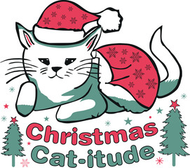 Christmas Cat-itude_Tshirt Design