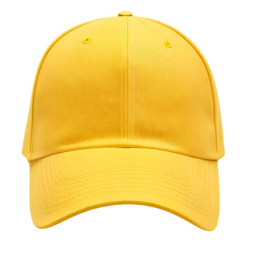 Yellow baseball cap isolated on transparent background. Template Mock up. Front view. AI Generative