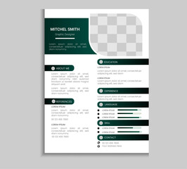 Clean modern design template of resume or CV, vector illustration, Professional Resume, CV Template Design,