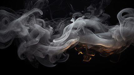 Grey, Gray Smoke with a hint of orange a Black Background