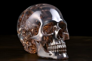 Decorative crystal skull artwork. Generative AI