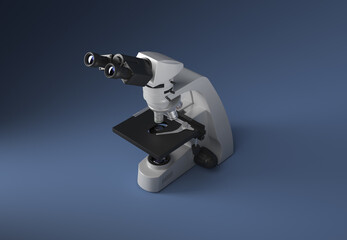 Realistic 3d illustration of a microscope. Pharmaceutical and educational tool. A magnifying tool for research. A symbol of science and chemistry.