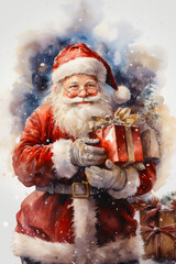Santa Claus holding gifts - 667875047