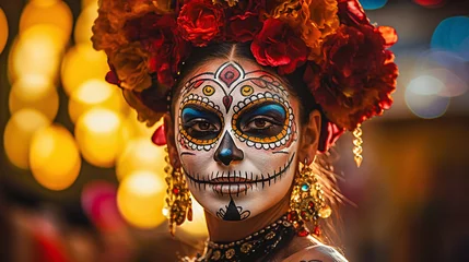Fotobehang Imitation of La Catrina, the goddess of the dead at the Mexican festival Dia de los Muertos © bmf-foto.de