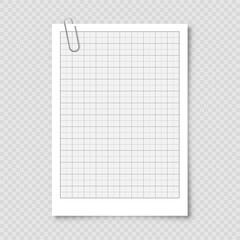 Sheet of graph paper with grid. Millimeter paper texture, geometric pattern. Gray lined blank for drawing, studying, technical engineering or scale measurement. Vector illustration