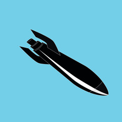 missile in the blue sky with clouds. Missile in a diagonal direction Vector illustration. - 667878203