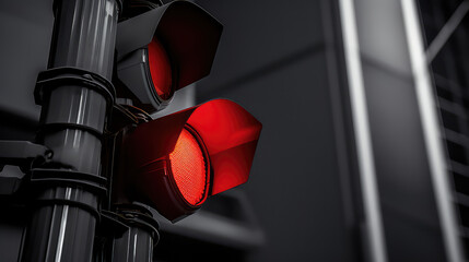 Red traffic light. Creative concept of road safety, traffic rules and road accidents. 