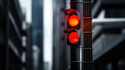 Red traffic light. Creative concept of road safety, traffic rules and road accidents.  - obrazy, fototapety, plakaty