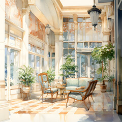 Fototapeta premium luxury hotel room with a balcony
