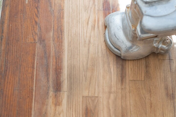 Wooden floor sanding machine, copy space, home renovation theme