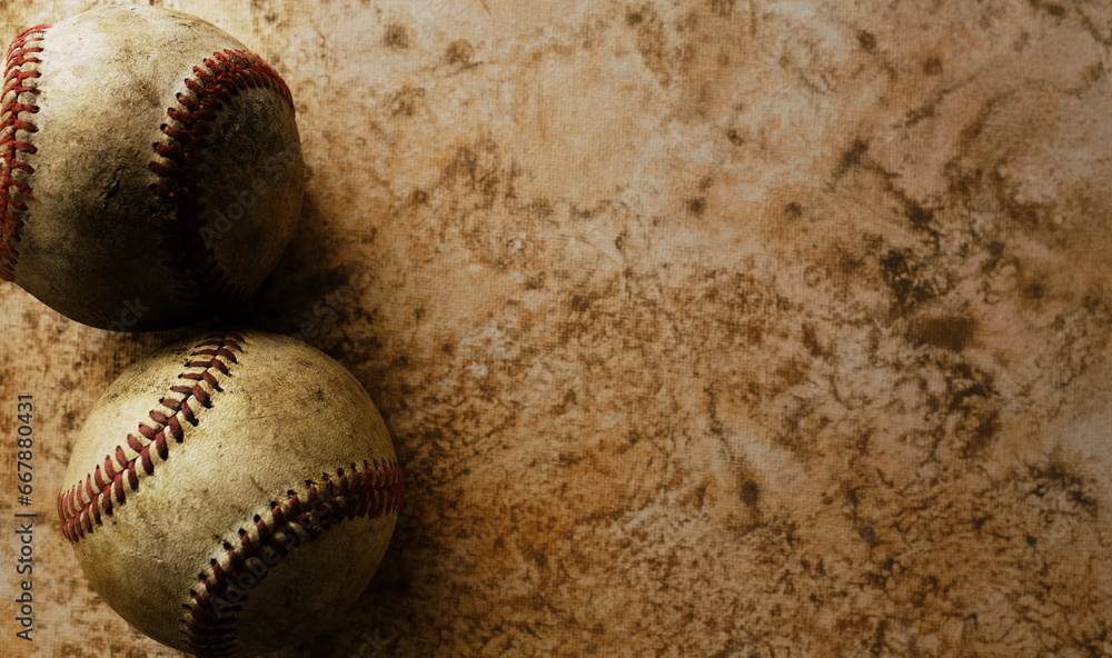 Canvas Prints old vintage baseballs on grunge texture background for sports nostalgia with copy space. - Canvas Prints