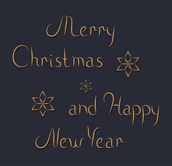 Festive lettering Merry Christmas and Happy New Year.