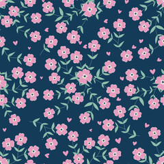 Seamless decorative elegant pattern with cute flowers. Print for textile, wallpaper, covers, surface. For fashion fabric. Retro stylization.