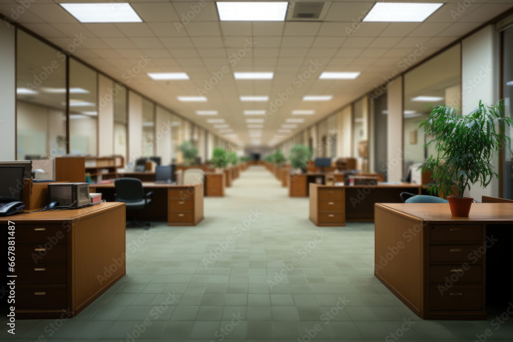 Poster an empty office cubicle, a stark representation of the impact of unemployment on the workforce. gene