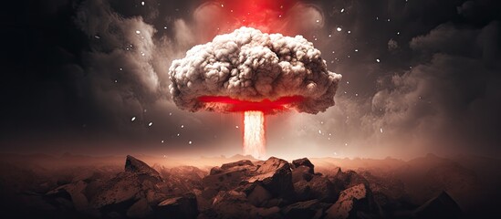 Nuclear explosion danger illustration mushroom on Poland flag - obrazy, fototapety, plakaty