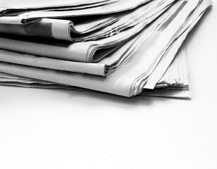 newspaper rolled up and sitting on a table no people stock image stock photo