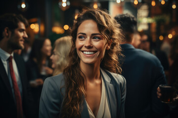 A job seeker networking at a professional event, trying to connect with potential employers. Generative Ai.