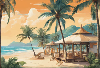 3d illustration of a tropical island 3d illustration of a tropical island 3d rendering of a beautiful sunset