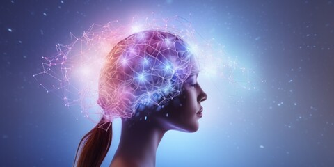 Revealing the Complex Structure of the Human Brain Adorned with Lights, Representing the Spark of Ideas, the Intricacies of Neurons, and the Connection of Thoughts