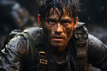 A war photographer capturing moments of bravery and heartache. Concept of documenting the war experience. Generative Ai.