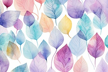 Abstract watercolor pattern with leaves background. Generative AI