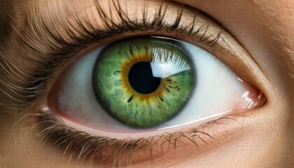 close up of a green female eye