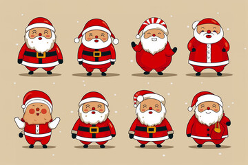 Fototapeta premium Flat Santa Claus characters collection.