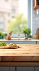 Wooden board with tasty cookies on table in kitchen, closeup