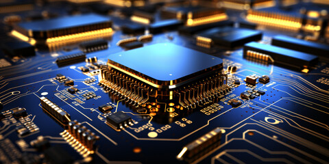 technology background and digital data visualization, futuristic circuit board design