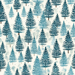 Obraz premium Christmas tree seamless pattern, tileable holiday country print for wallpaper, wrapping paper, scrapbook, fabric and product design
