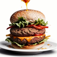 Hamburger on a white background , stock photo
