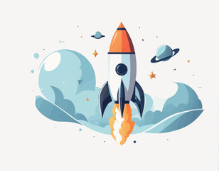 rocket launch. vector illustration rocket launch. vector illustration rocket ship with space launch, launch concept. vector flat illustration.