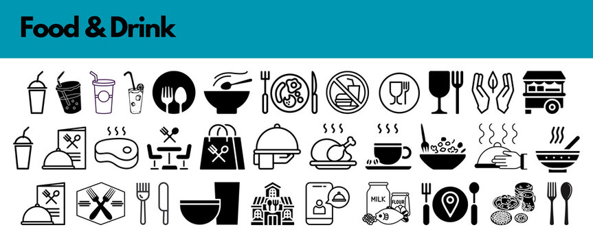set of icons for food and drink 