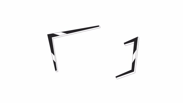 Golden geometric frame bw 2D object animation. Precious metal framework decorative outline cartoon 4K video, alpha channel. Premium luxury style border animated element isolated on white background