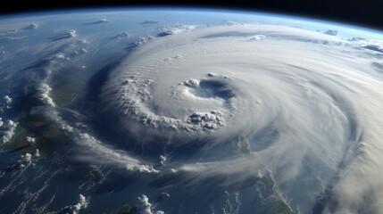Fototapeta na wymiar space view of an hurricane, copy space, 16:9