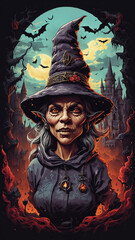 Obraz premium Halloween T-Shirt Design & Mobile Wallpaper