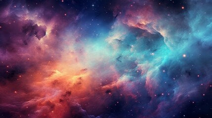 Colorful space galaxy cloud nebula, stary night cosmos, 16:9, copy space