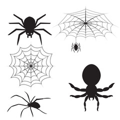 spider silhouette web hallowen  Vector set of spiders and cobwebs