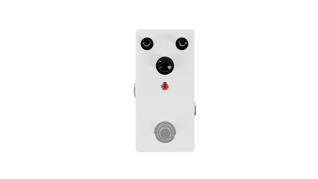 White empty pedal for electric guitar isolated on transparent and white background. Music concept. 3D render
